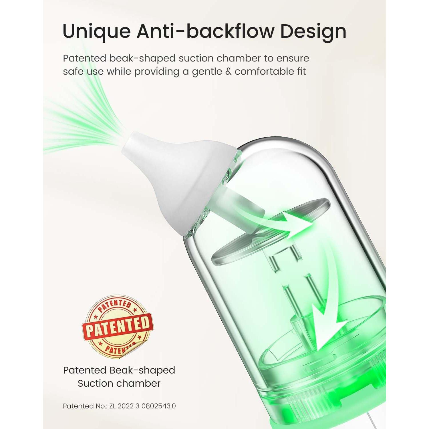 Aspirador Nasal Eléctrico GROWNSY Verde, 5 Niveles de Succión