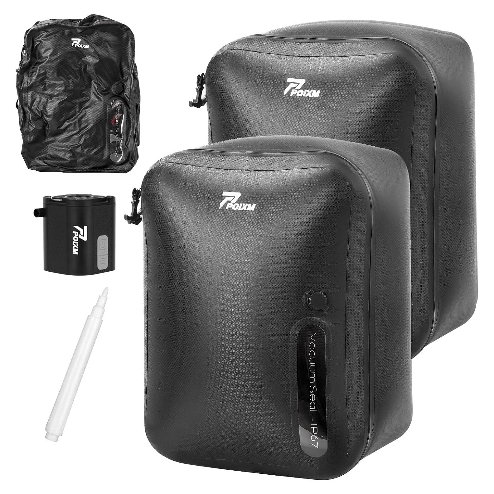 Bolsas de Vacío POIXM 3 Piezas con Bomba Inalámbrica 70% Compresión