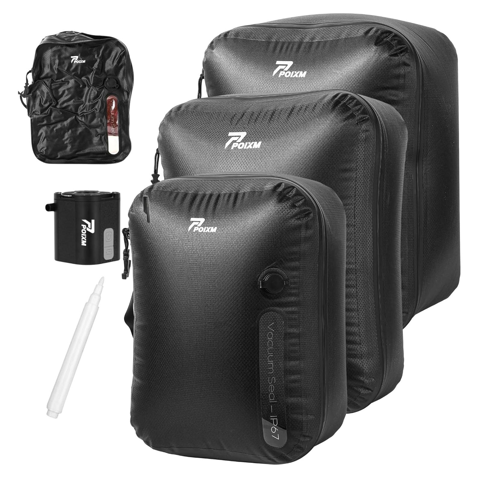 Bolsas de Vacío POIXM 3 Piezas con Bomba Inalámbrica Impermeable