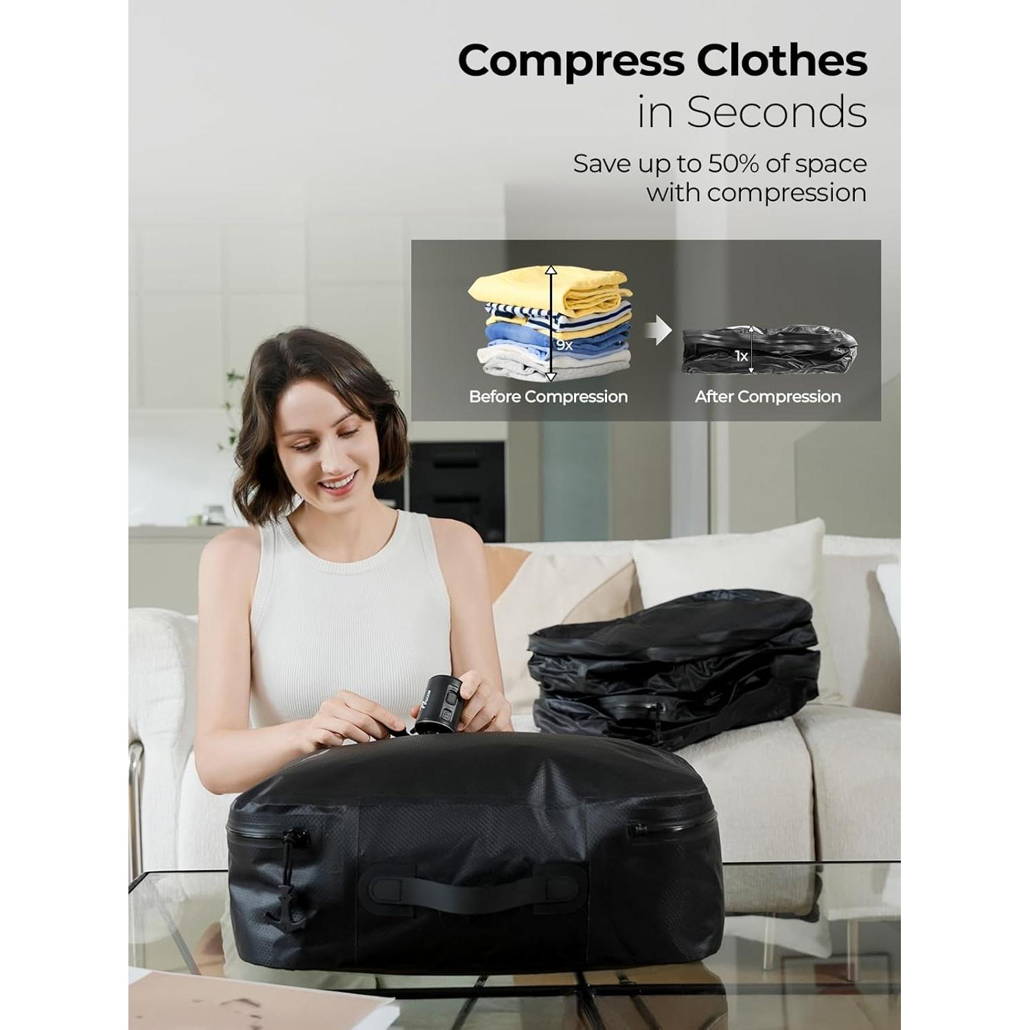 Bolsas de Vacío POIXM 3 Piezas con Bomba Inalámbrica Impermeable