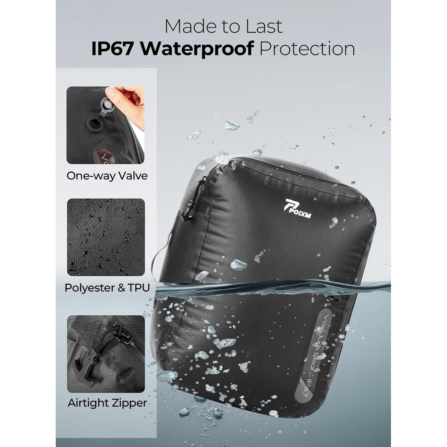 Bolsas de Vacío POIXM 3 Piezas con Bomba Inalámbrica Impermeable