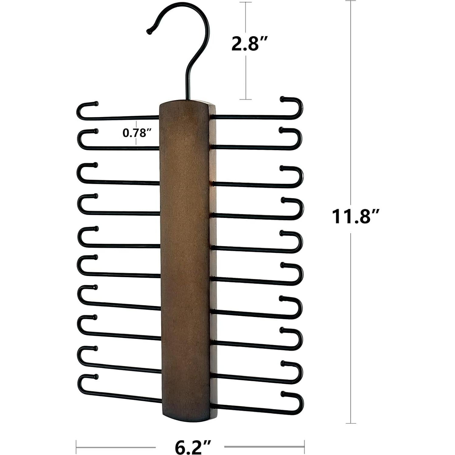 Organizador de Corbatas Mkono de Madera con 20 Ganchos Antideslizantes