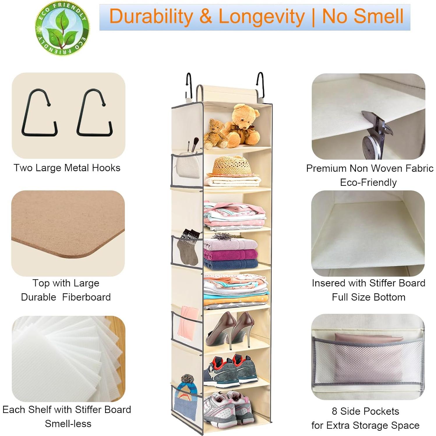 Organizador Colgante de Zapatos Roomtalk Beige 8 Estantes 121.92 cm