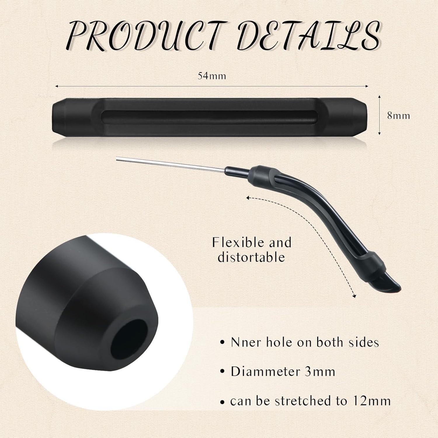 12 Pares Almohadillas de Silicona Frienda para Gafas - Negro