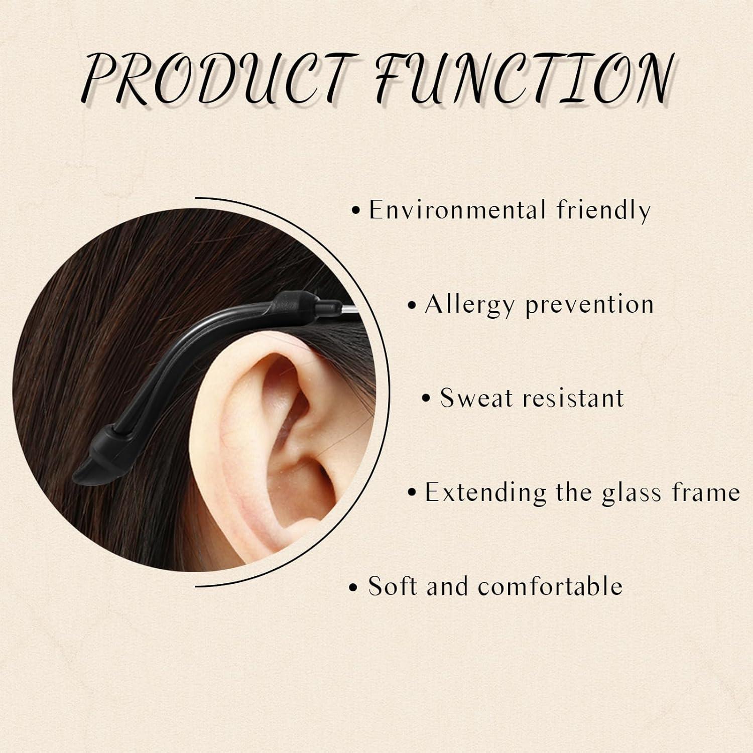 12 Pares Almohadillas de Silicona Frienda para Gafas - Negro