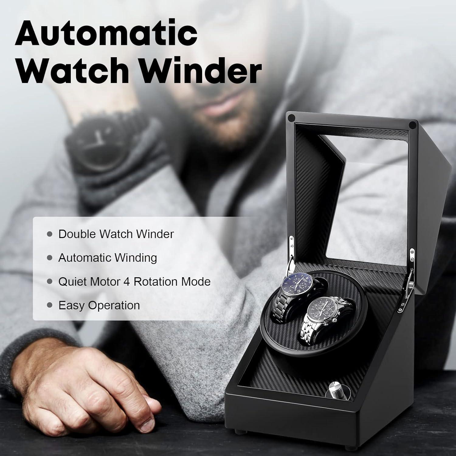 Enrollador de Reloj Uten Doble Automático Negro de Lujo