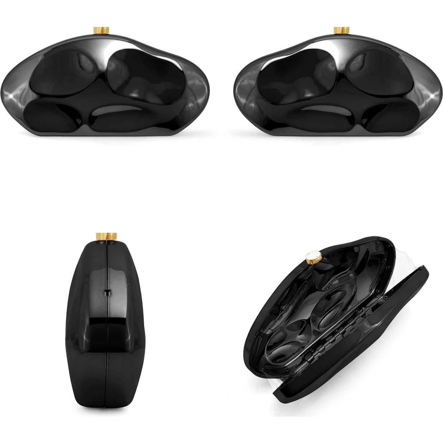 Bolso de mano acrílico dorado para mujeres con cadena 27.94 cm