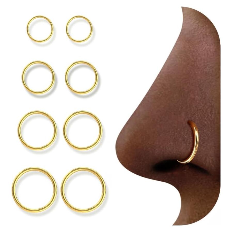 Jstyle 8 Piezas Aros Clicker Acero Inoxidable 18G 6-12MM