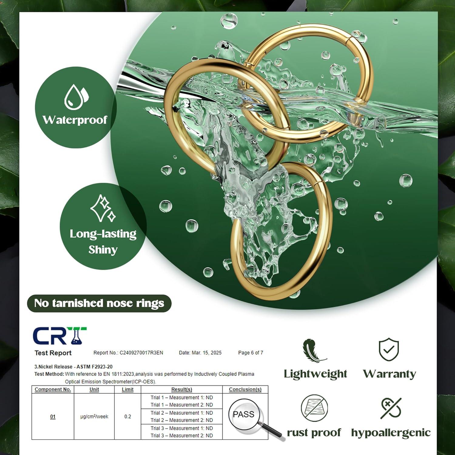 Jstyle 8 Piezas Aros Clicker Acero Inoxidable 18G 6-12MM