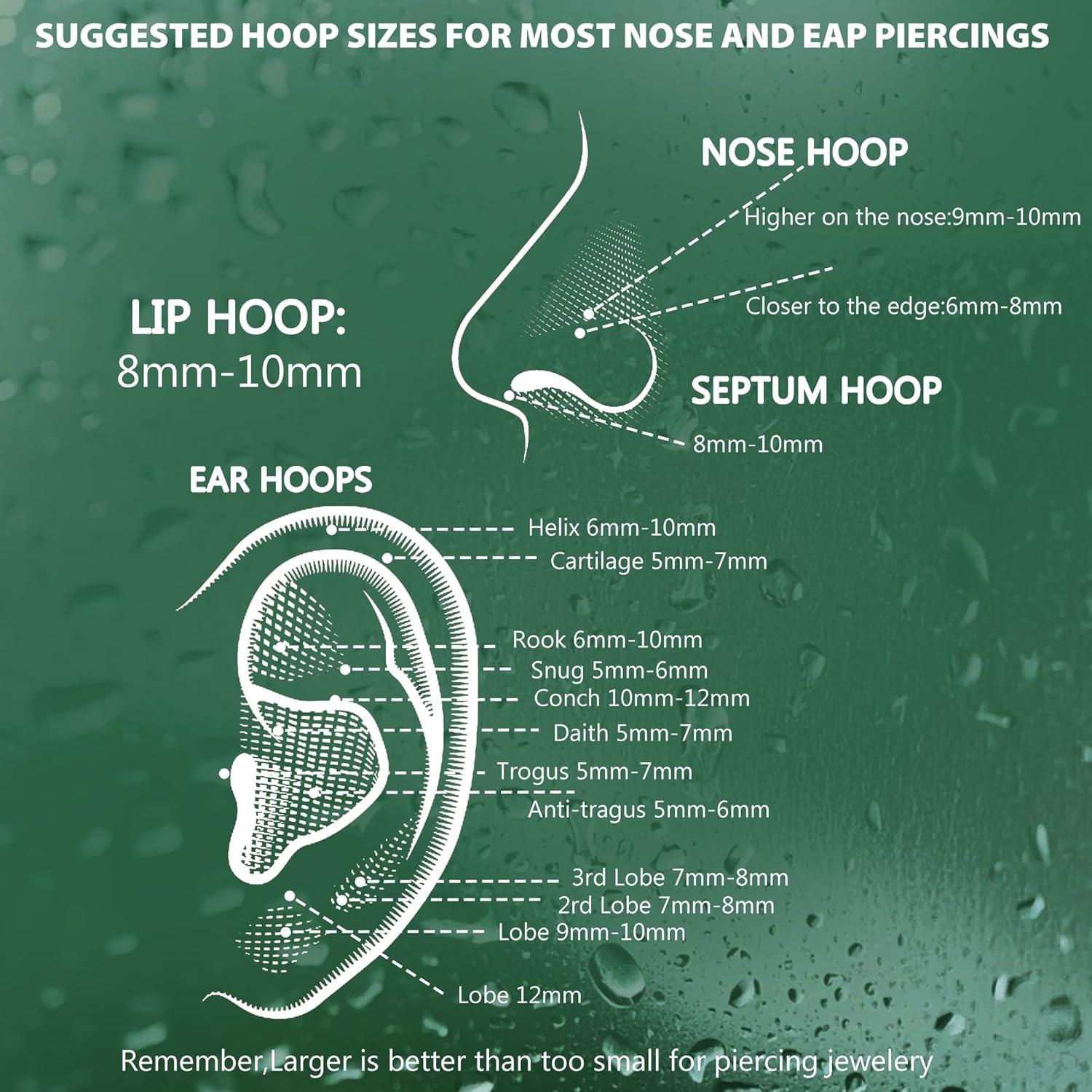 Jstyle 8 Piezas Aros Clicker Acero Inoxidable 18G 6-12MM