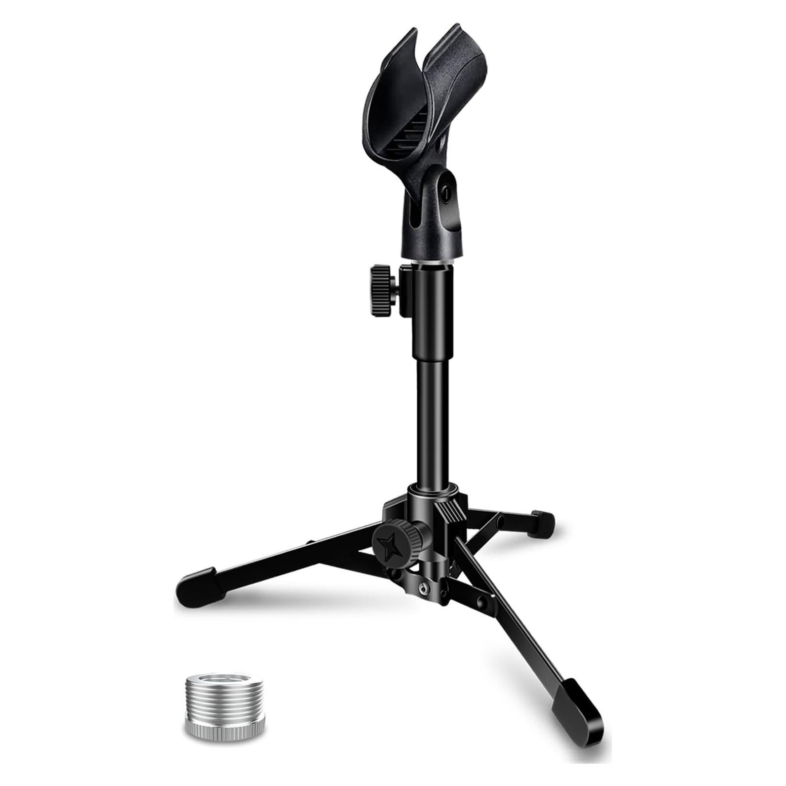 Soporte de Micrófono de Escritorio Plegable Trípode Negro