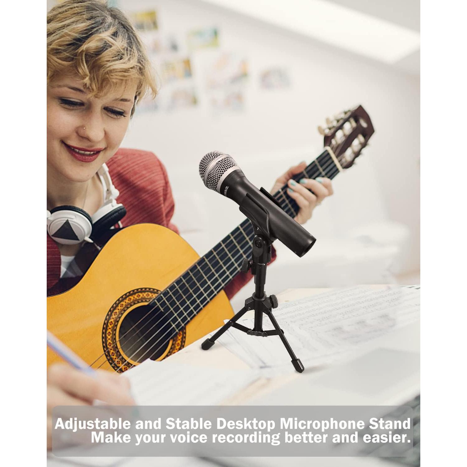 Soporte de Micrófono de Escritorio Plegable Trípode Negro