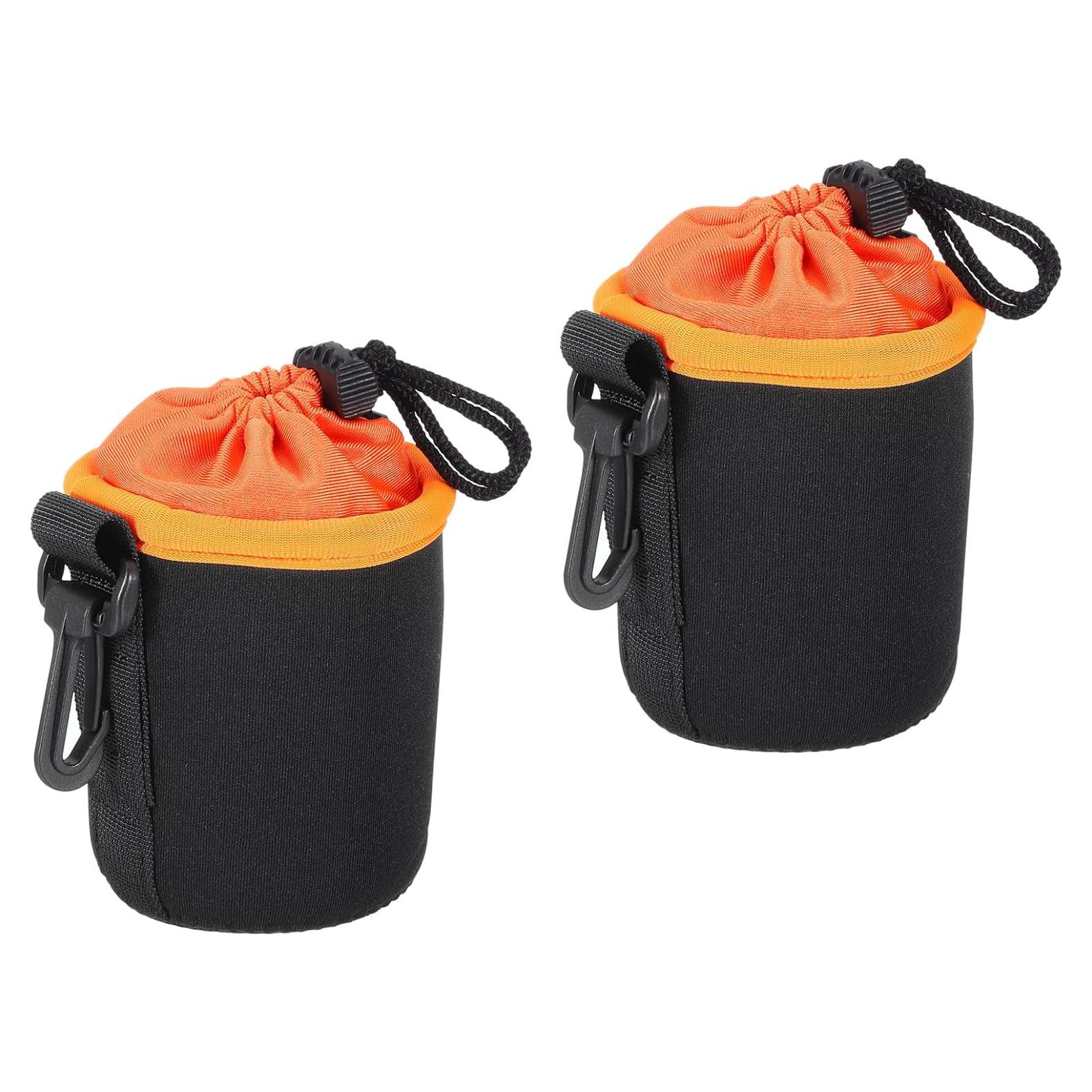 Bolsa de Lente de Neopreno PATIKIL 2 Pcs 75x100mm Negra/Naranja