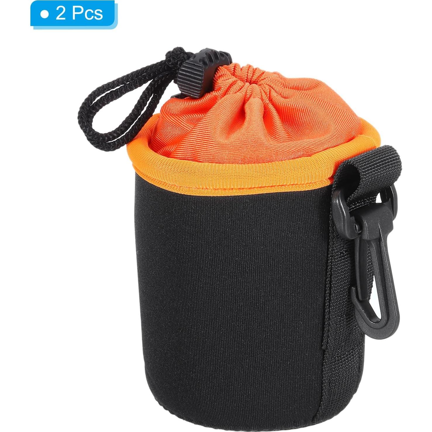 Bolsa de Lente de Neopreno PATIKIL 2 Pcs 75x100mm Negra/Naranja