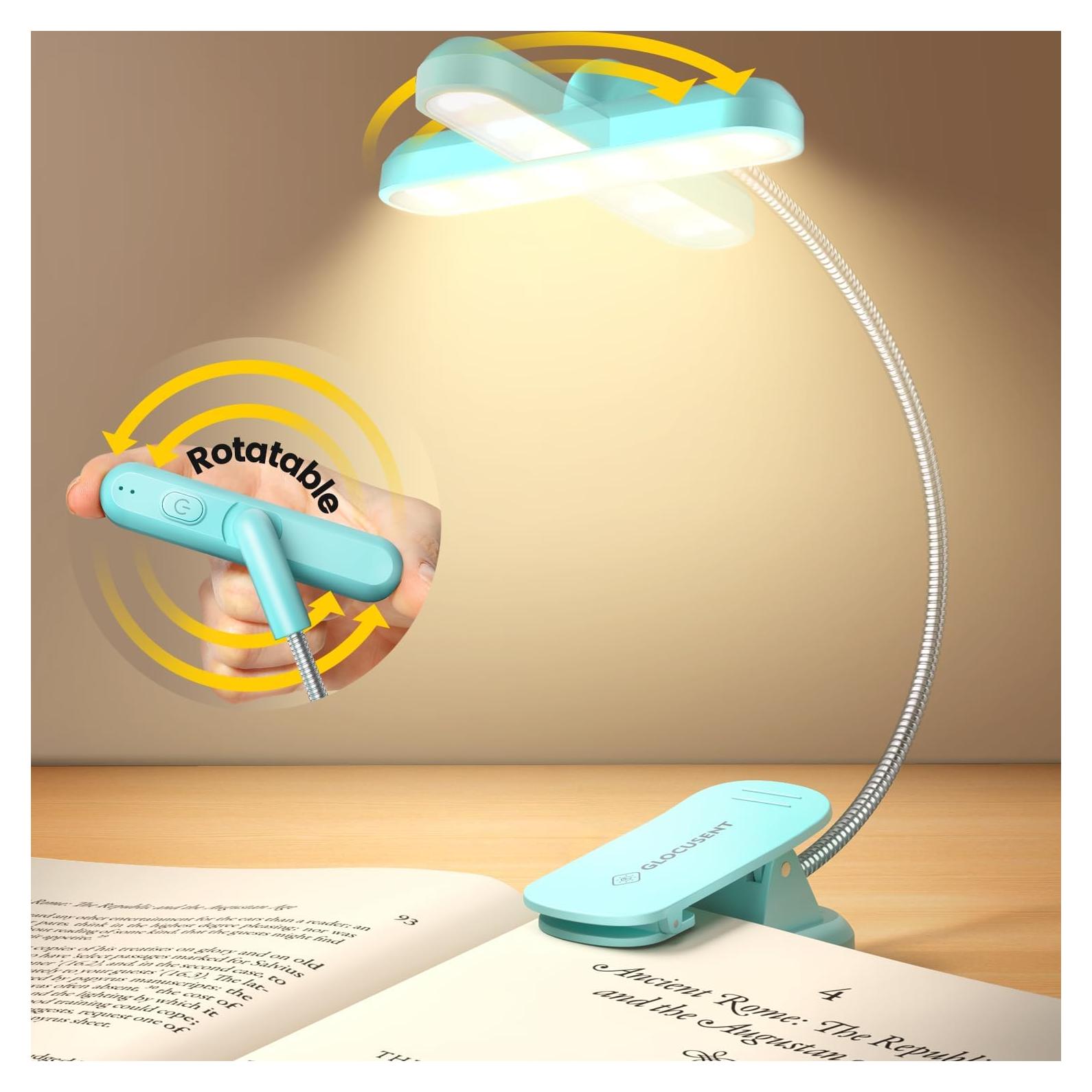 Luz de Libro Recargable Glocusent 22 LED Ajustable 100 Horas