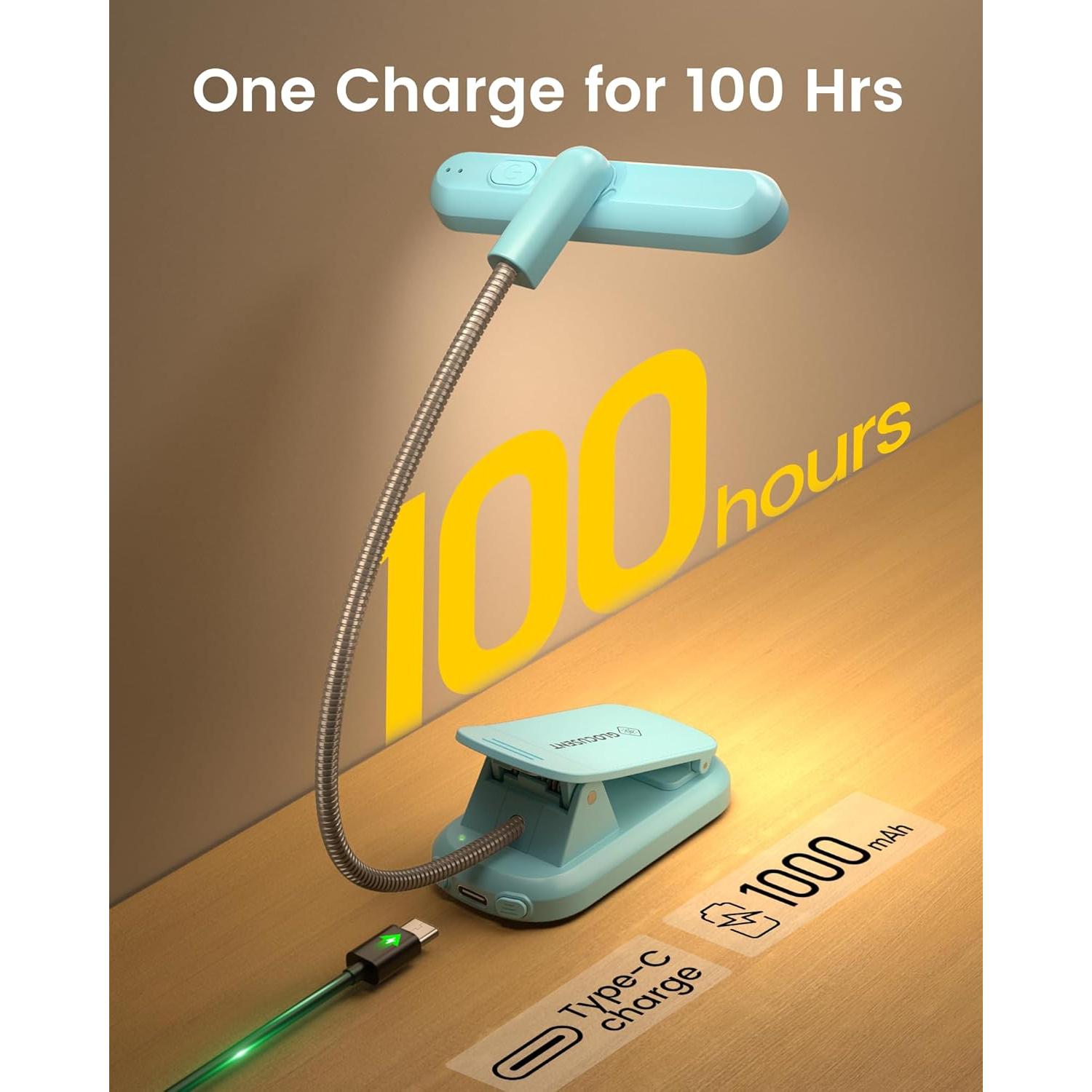 Luz de Libro Recargable Glocusent 22 LED Ajustable 100 Horas