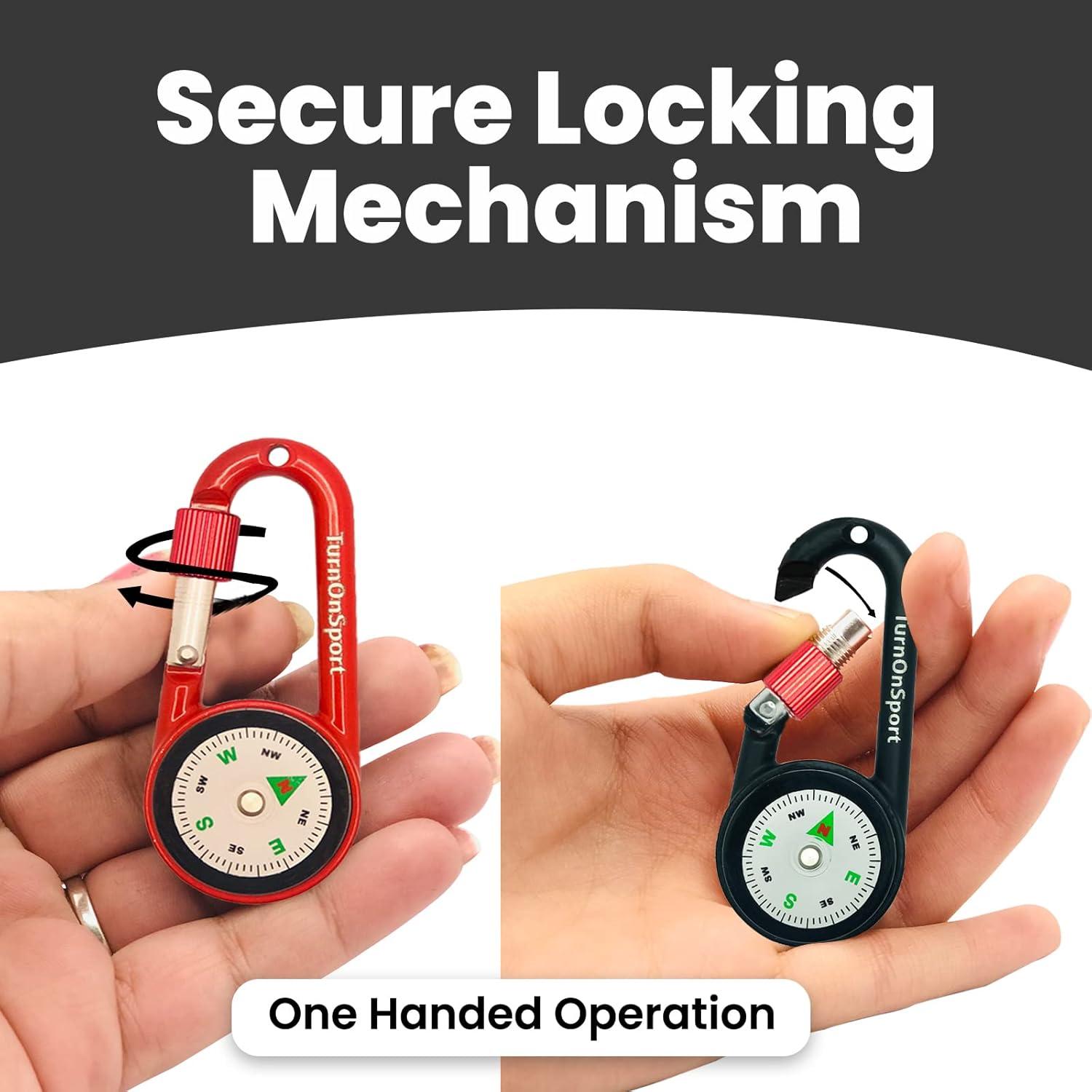Brújula Compacta con Clip Carabiner TurnOnSport - 2 Piezas