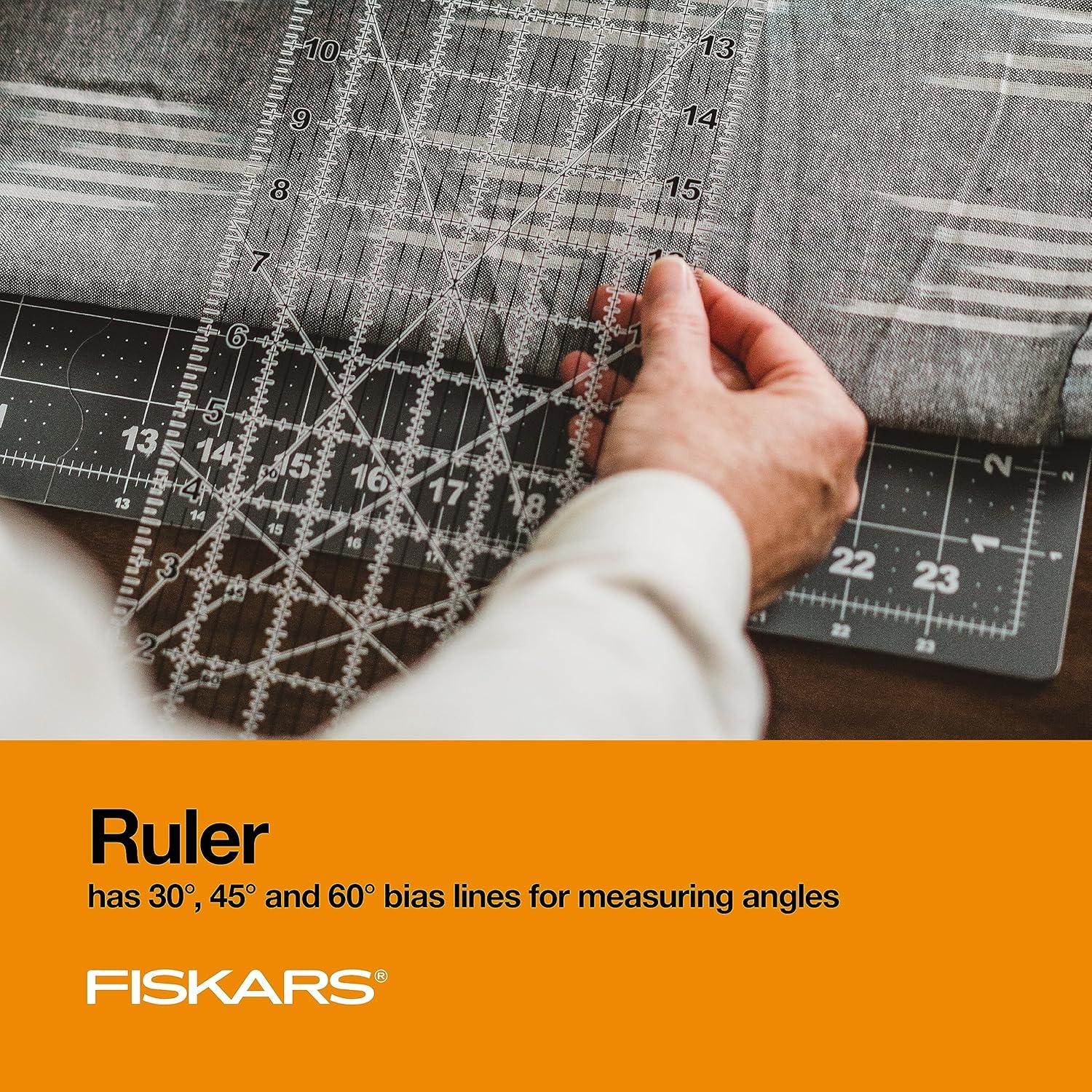 Conjunto Cortador Rotativo Fiskars 45mm + Almohadilla 45.7x61cm + Regla 15.2x61cm