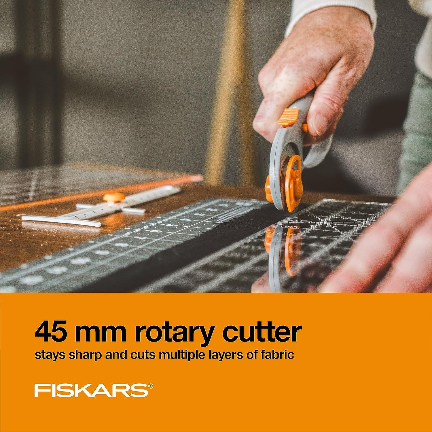 Conjunto Cortador Rotativo Fiskars 45mm + Almohadilla 45.7x61cm + Regla 15.2x61cm