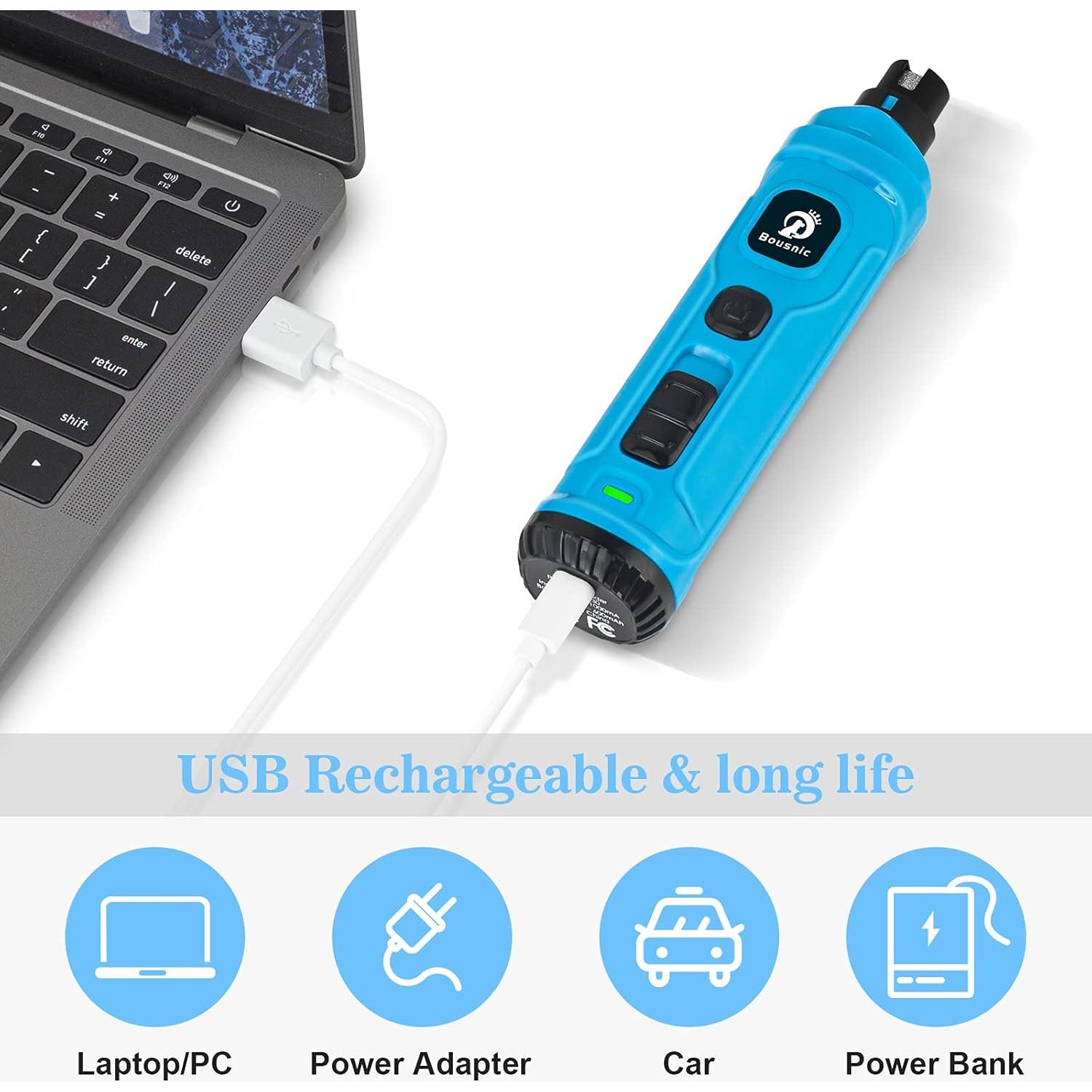 Molinillo de Uñas Eléctrico Bousnic con 2 Luces LED - Silencioso y Potente