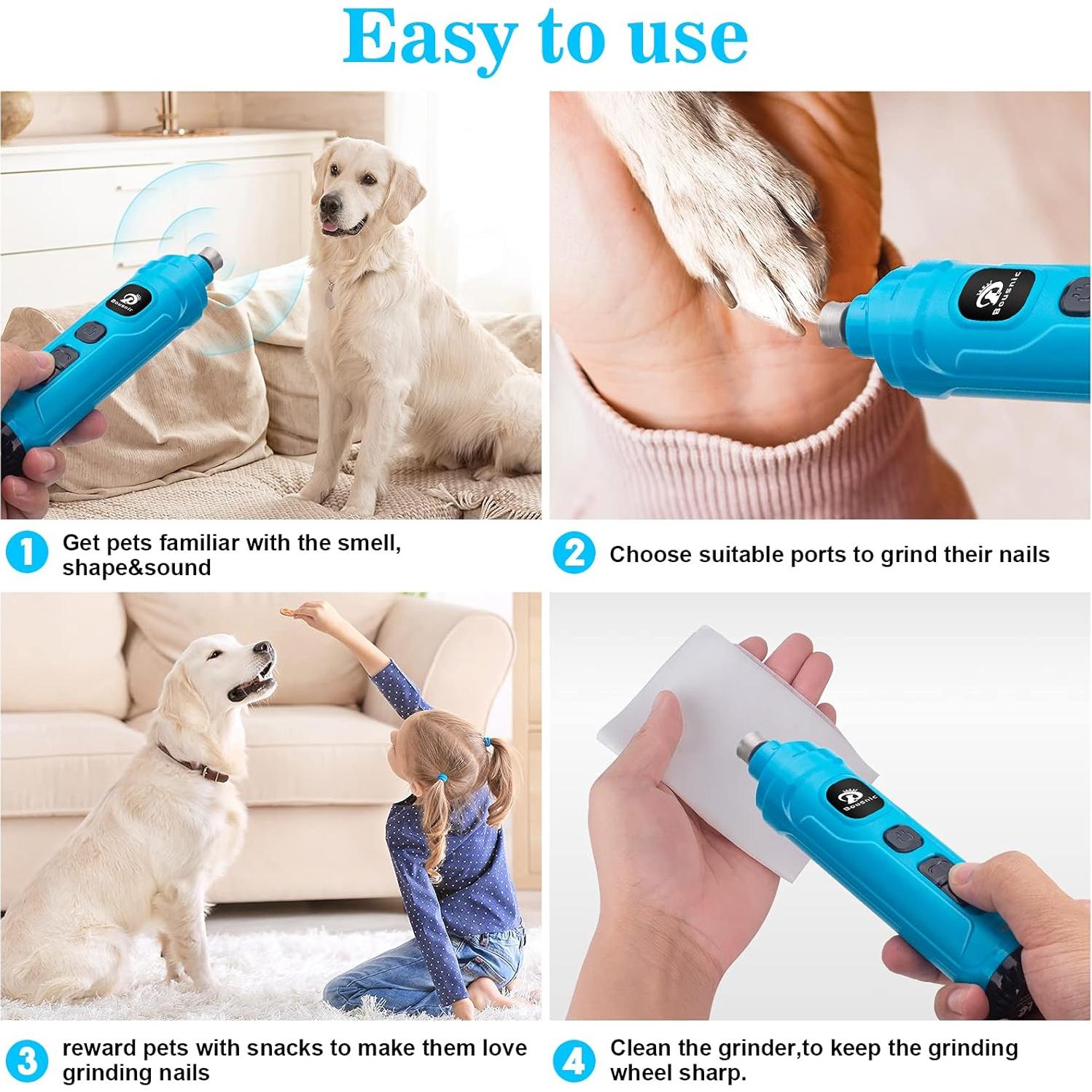 Molinillo de Uñas Eléctrico Bousnic con 2 Luces LED - Silencioso y Potente