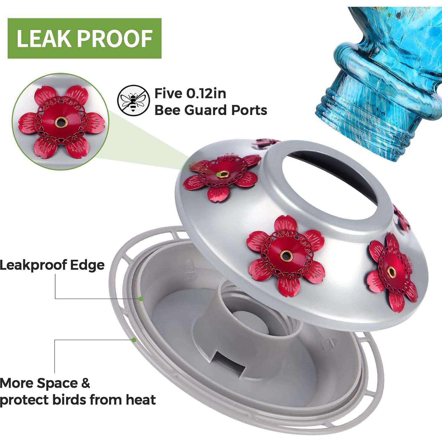 Alimentador de Colibrí BOLITE de Vidrio 620 ml Azul Colgante