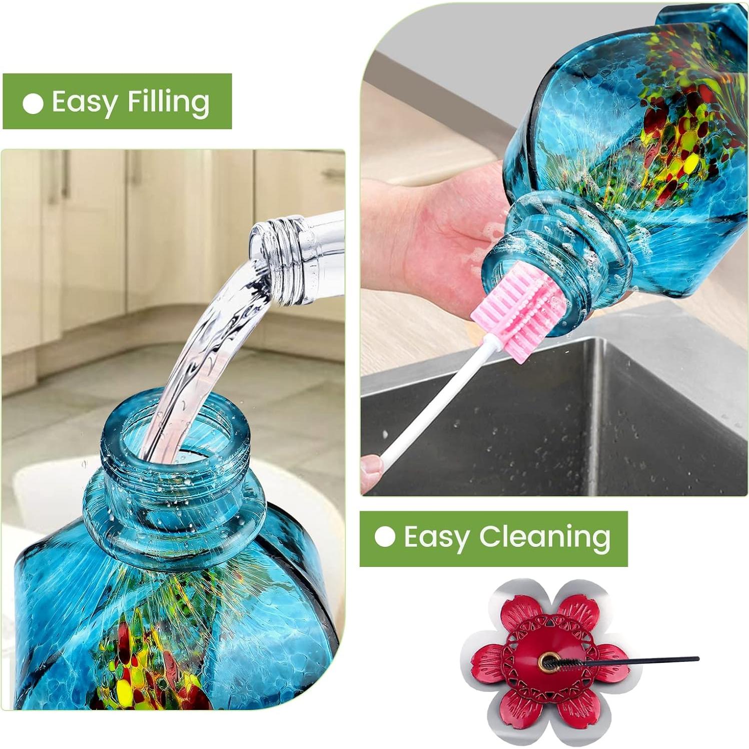 Alimentador de Colibrí BOLITE de Vidrio 620 ml Azul Colgante