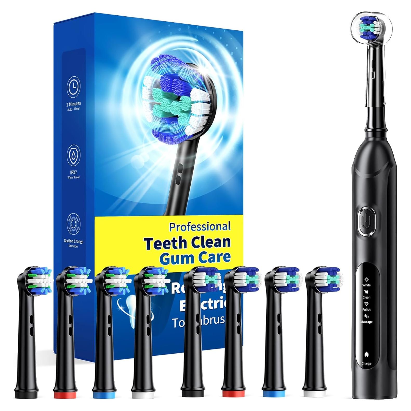 Cepillo de dientes eléctrico TEETHEORY con 8 cabezales y 4 modos