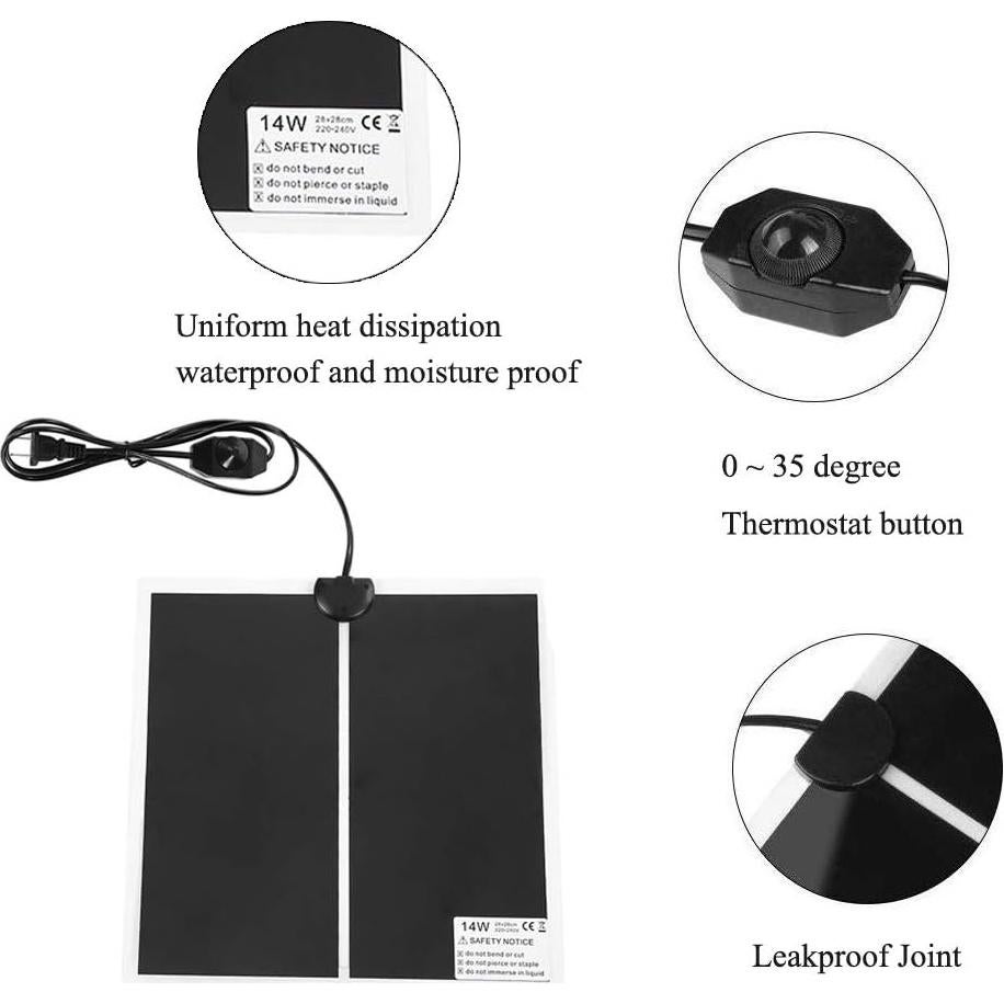 Almohadilla Térmica para Reptiles KABASI 14W 28x28 cm