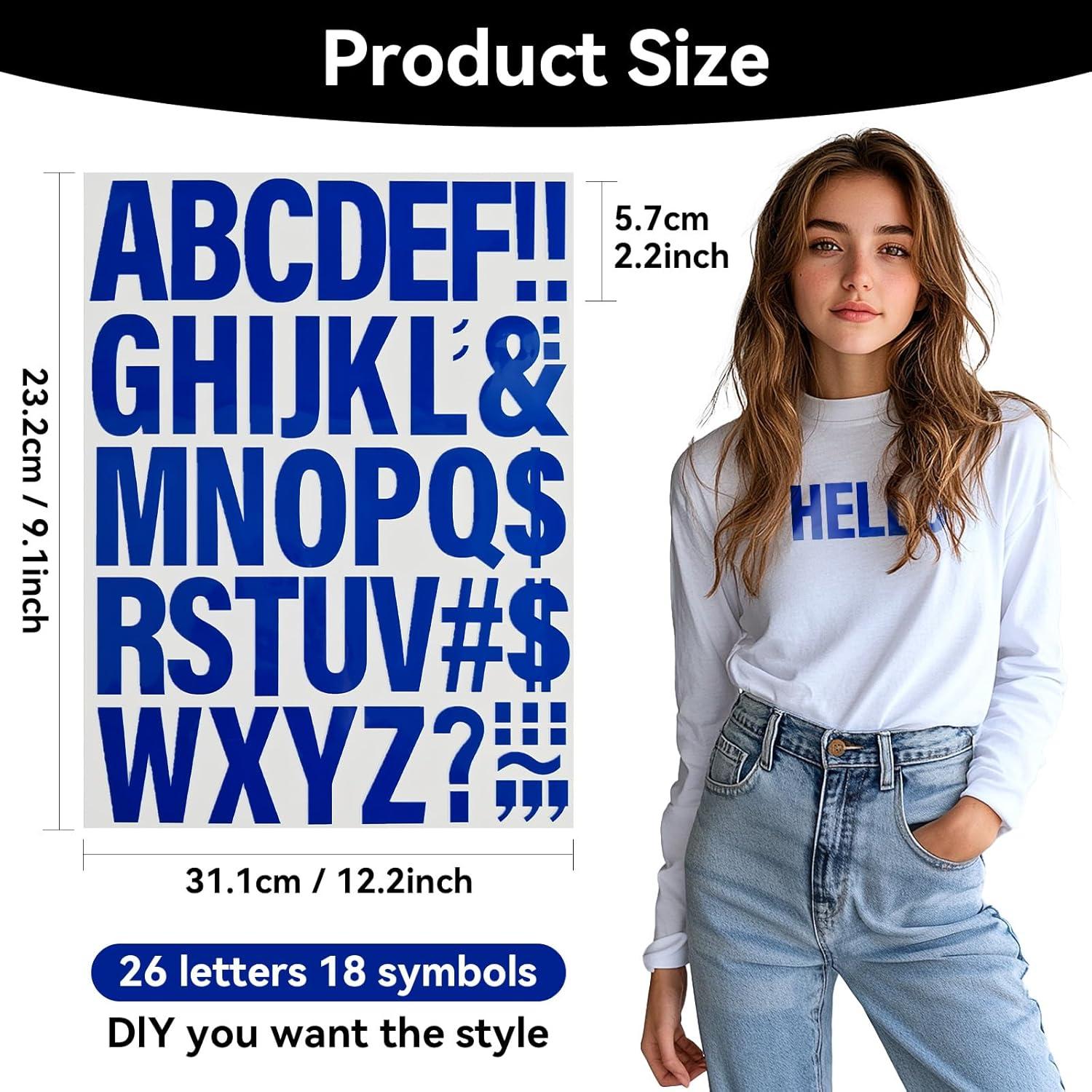 10 Hojas Letras Termoadhesivas Azules CXWLJL para Ropa