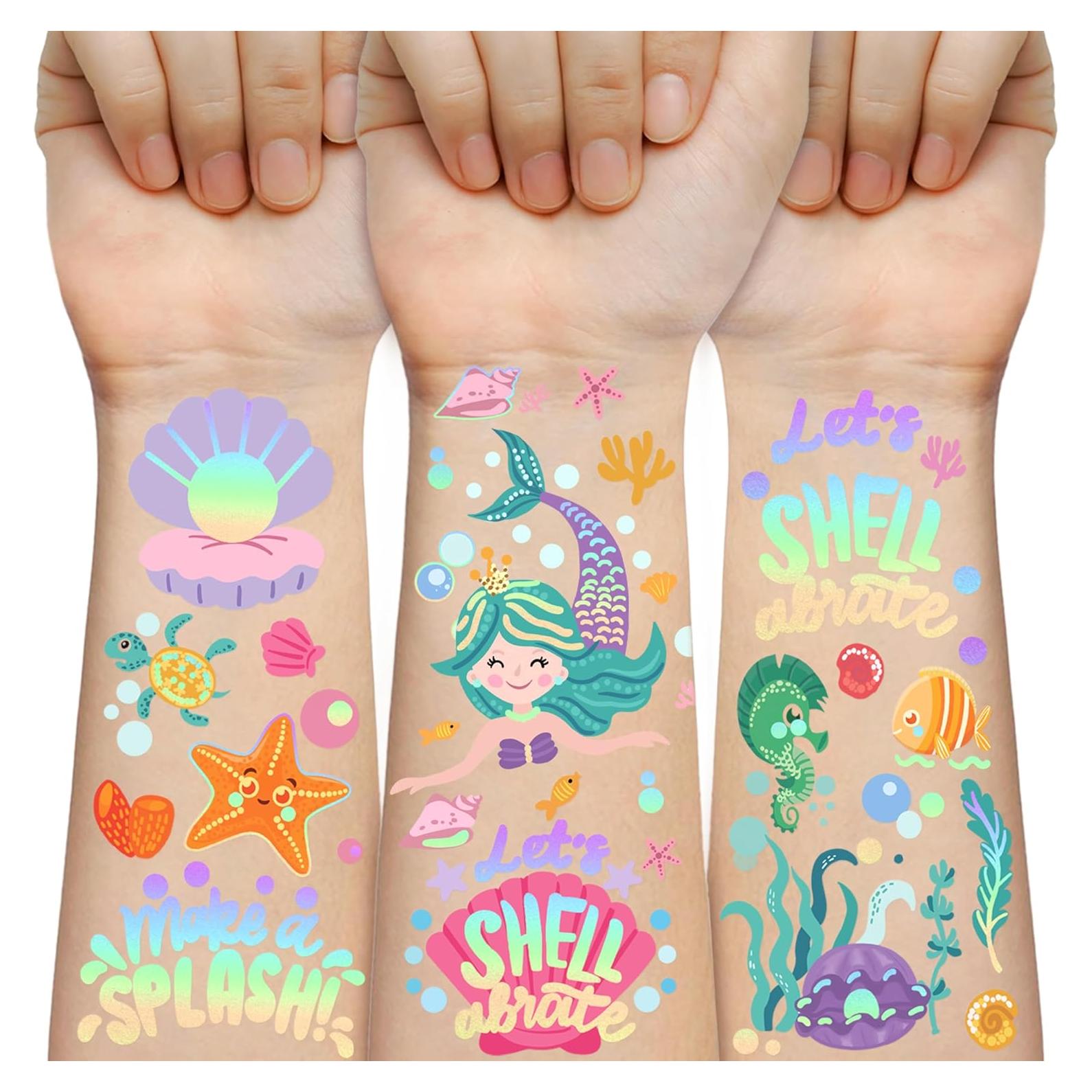 Tatuajes Temporales SOOVSY Sirena Brillante 85+ Diseños