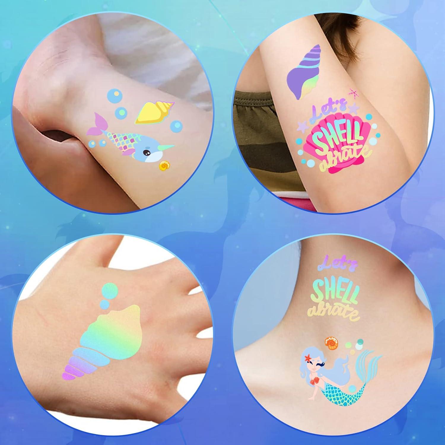 Tatuajes Temporales SOOVSY Sirena Brillante 85+ Diseños