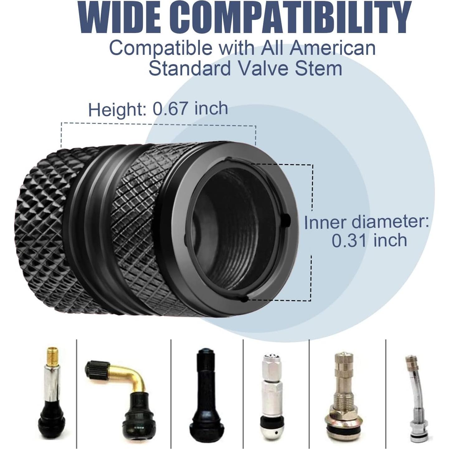 Tapas de Válvula de Neumático BAURATTI - Paquete de 8 Negro