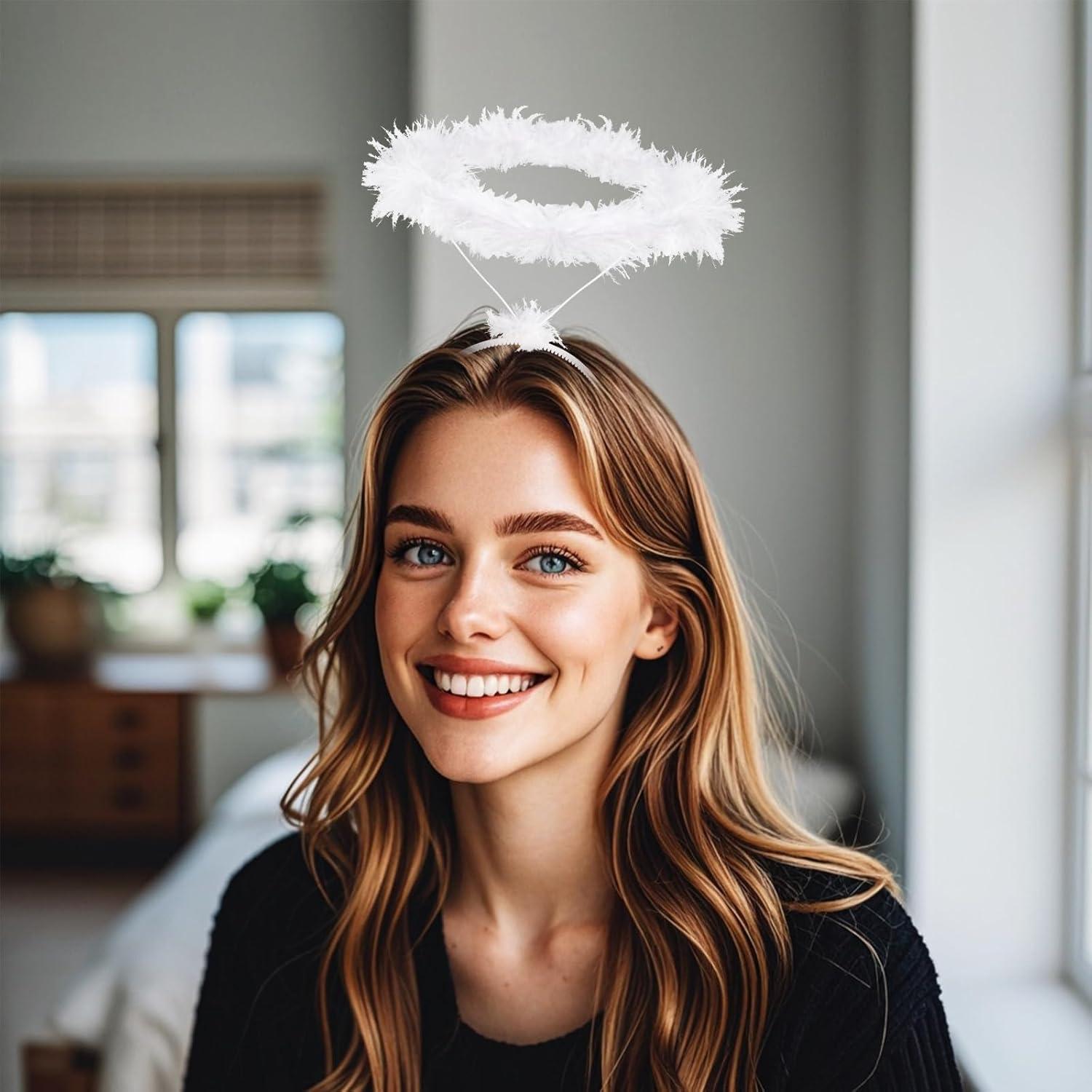 Diadema de Halo de Ángel con Plumas SUMERSHA - Fiesta Halloween