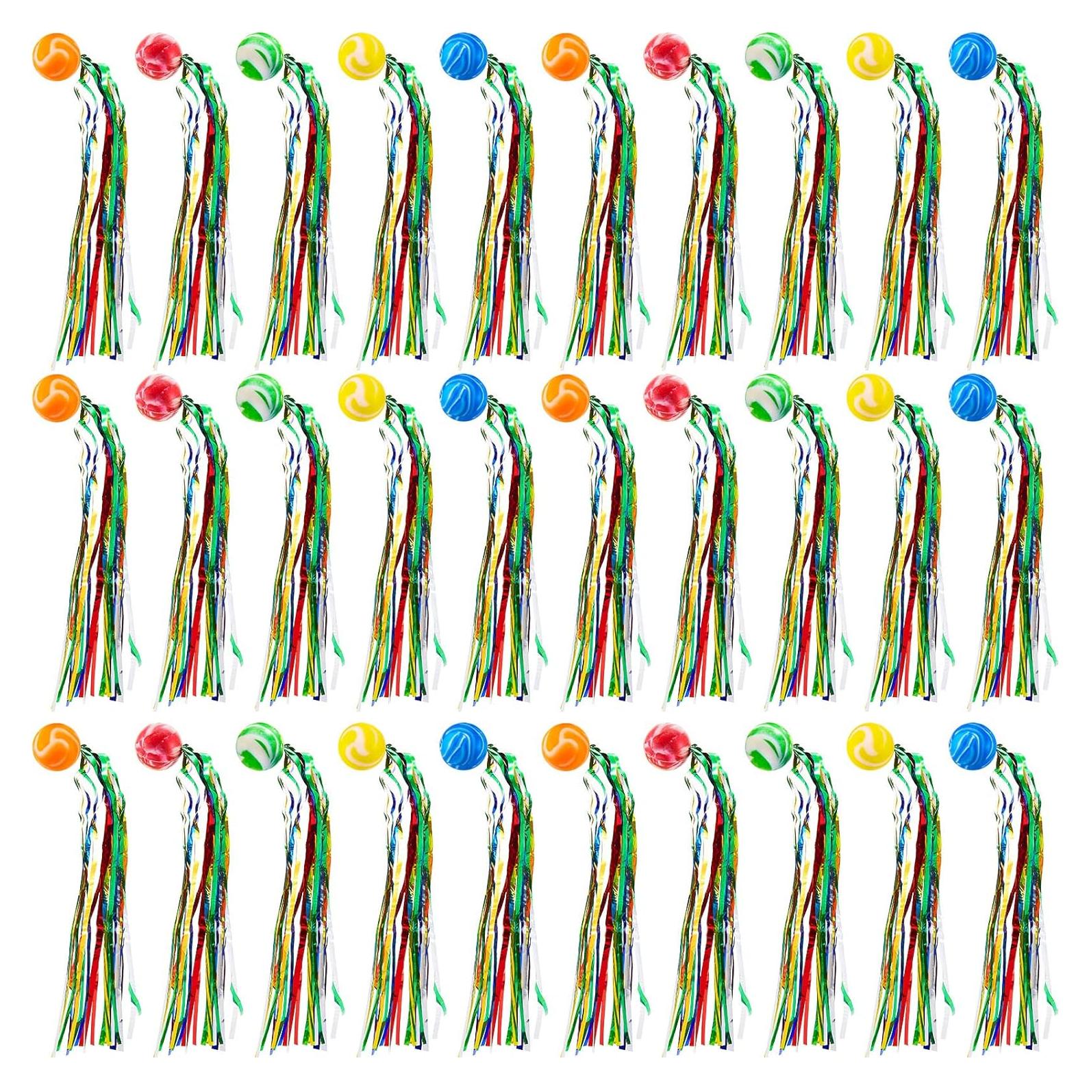 10 Pelotas Rebotadoras de Goma Hungdao con Cintas Coloridas