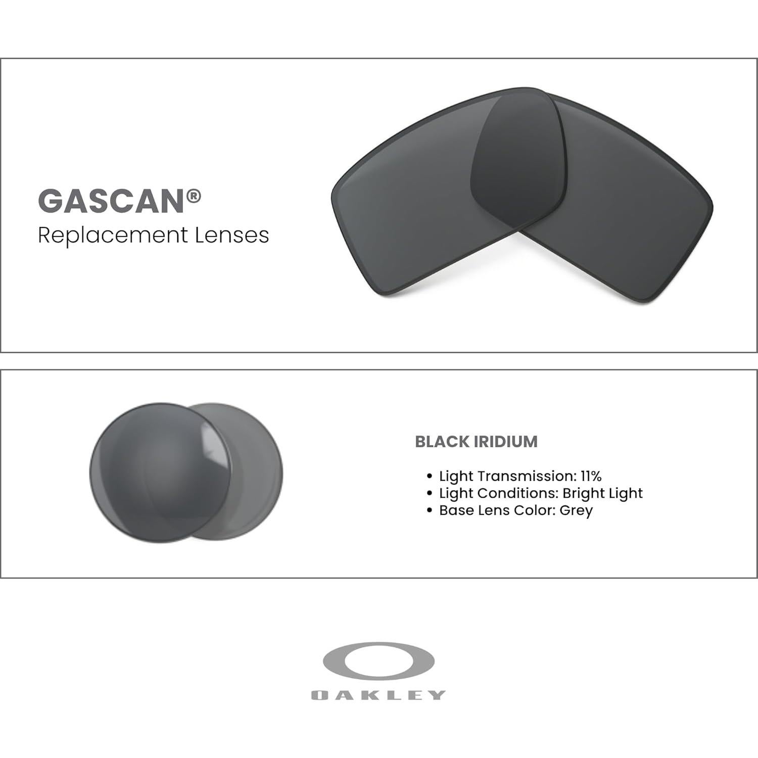 Lentes de Reemplazo Oakley Gascan OO9014 Iridium Negro + Kit