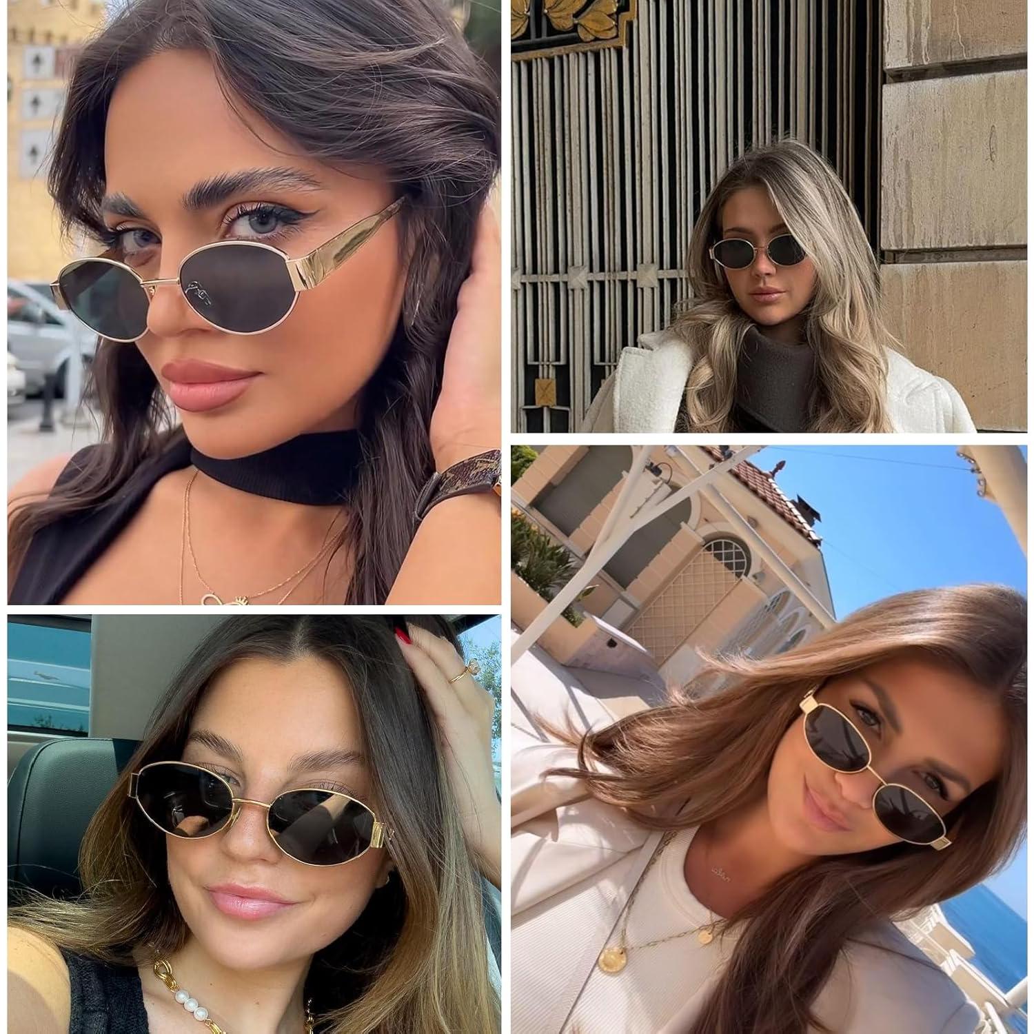 Gafas de sol ovaladas retro UV400 para adultos unisex