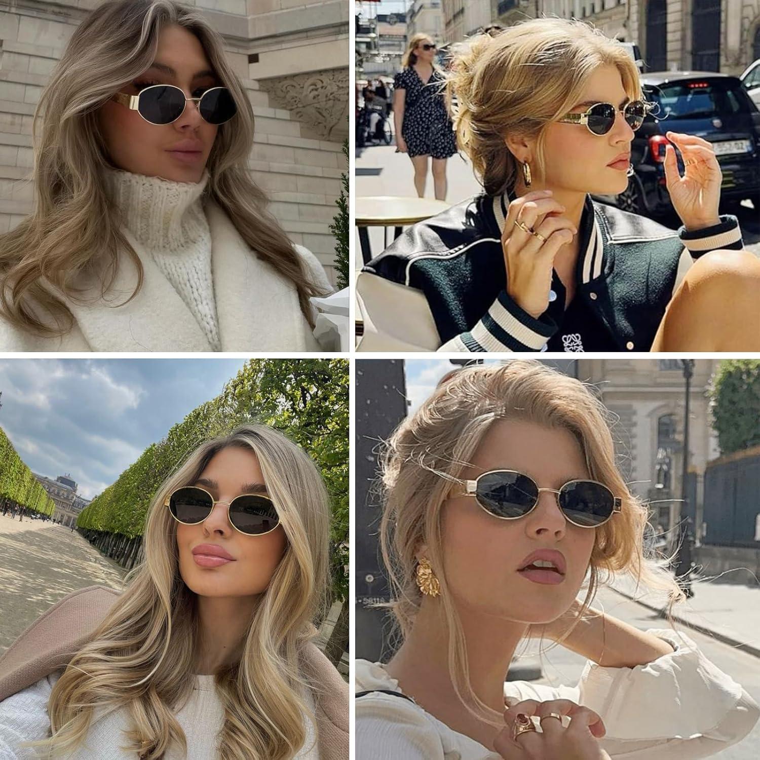 Gafas de sol ovaladas retro UV400 para adultos unisex