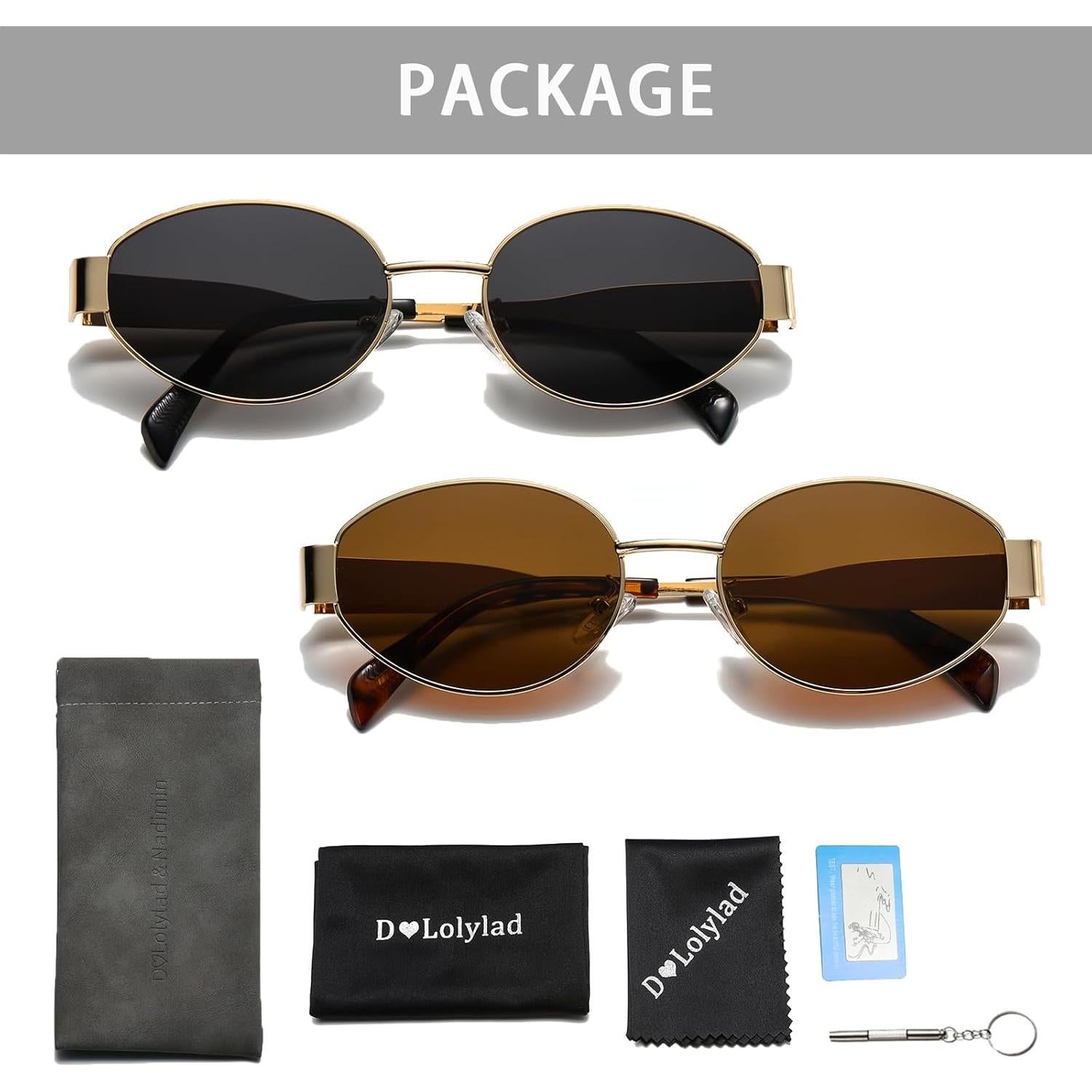 Gafas de sol ovaladas retro UV400 para adultos unisex