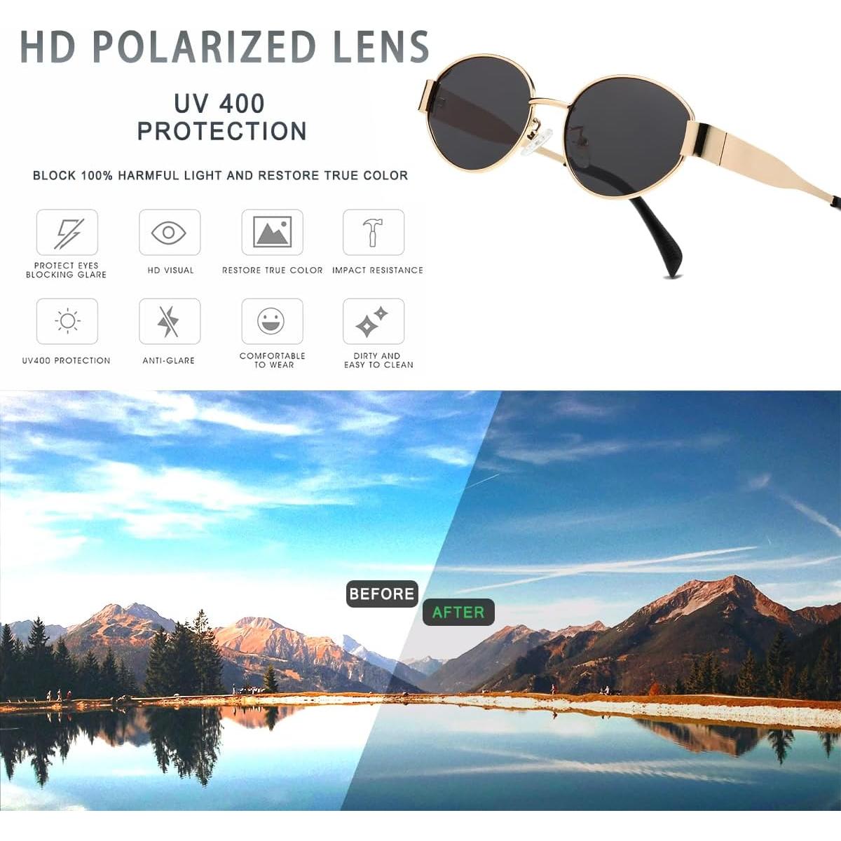 Gafas de sol ovaladas retro UV400 para adultos unisex