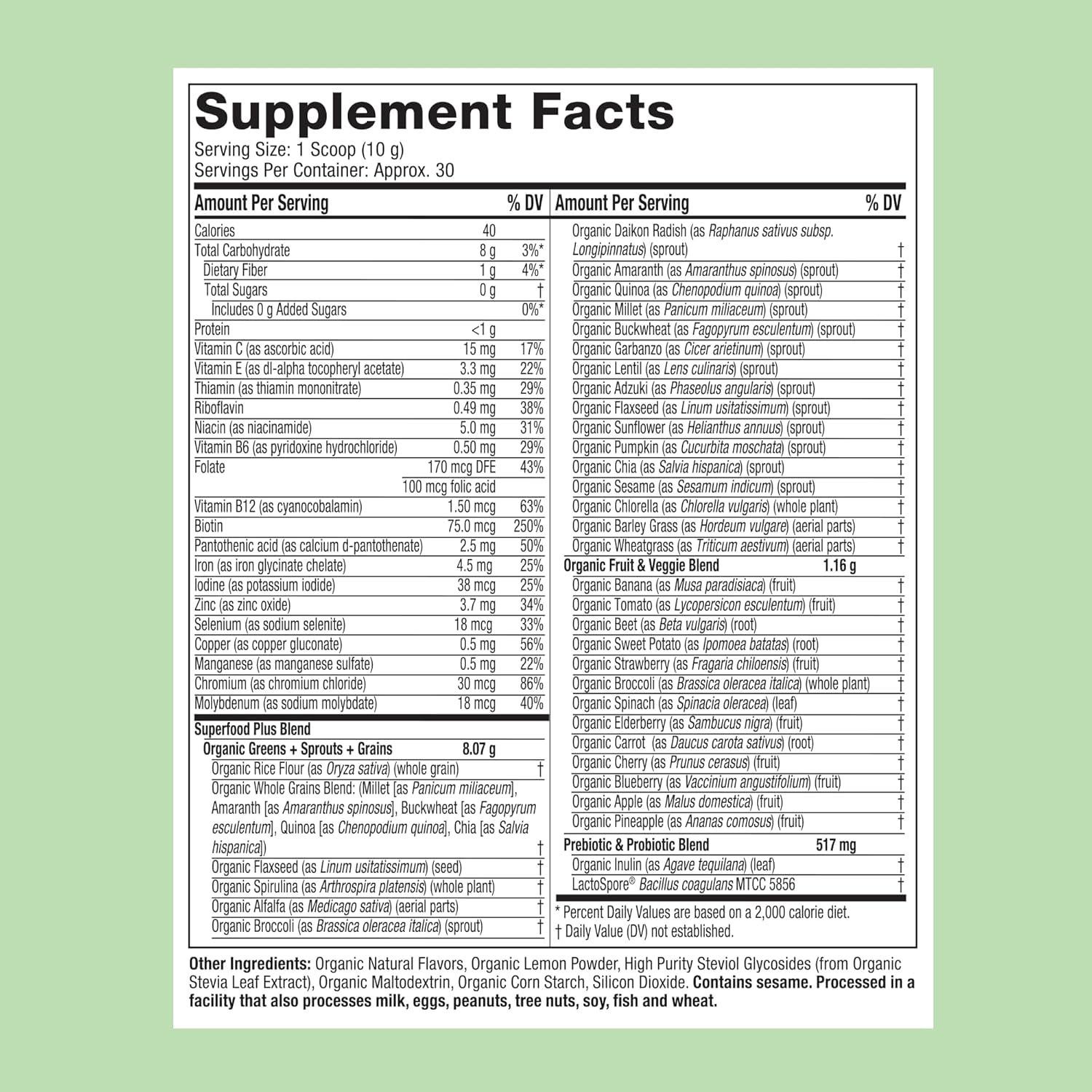 Batido Verde Orgánico Purely Inspired 311g Sabor Mango