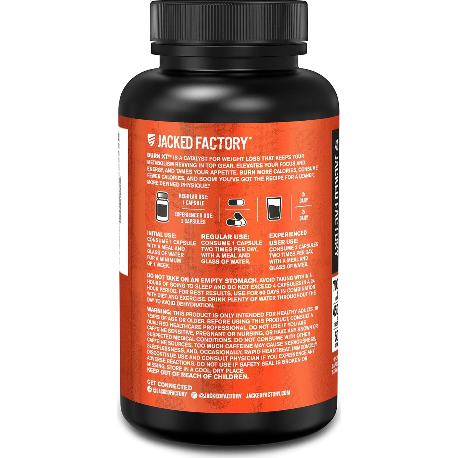 Suplemento Quemador de Grasa Jacked Factory Burn-XT 60 Cápsulas