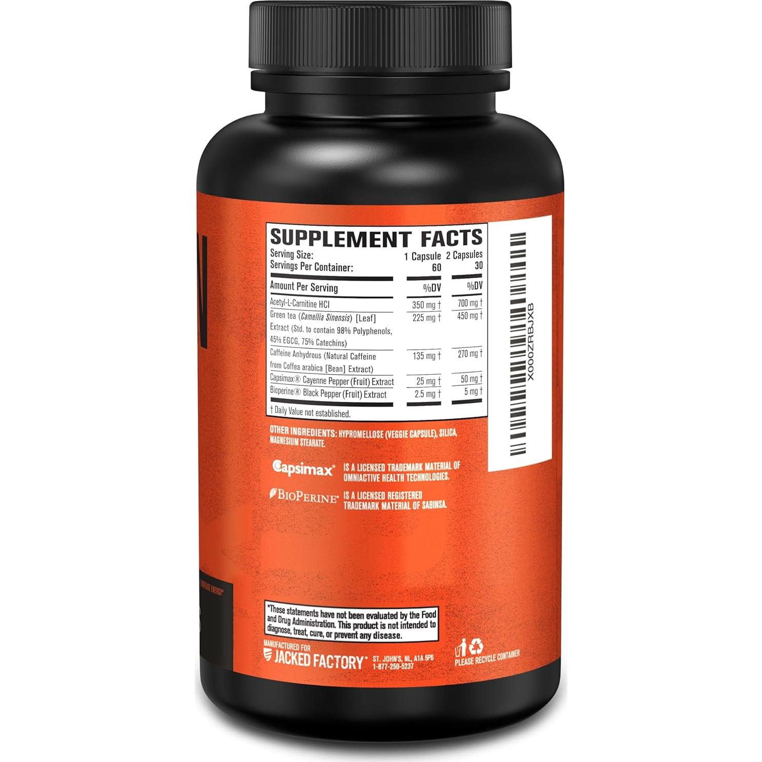 Suplemento Quemador de Grasa Jacked Factory Burn-XT 60 Cápsulas