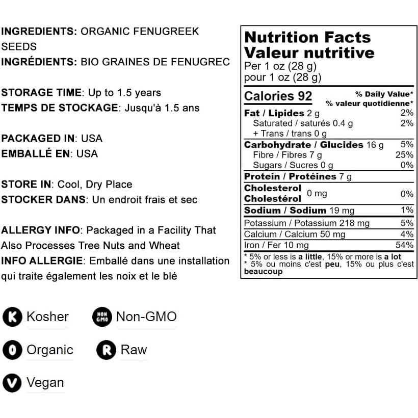 Polvo de Fenogreco Orgánico Food to Live 0.45 kg - Superalimento