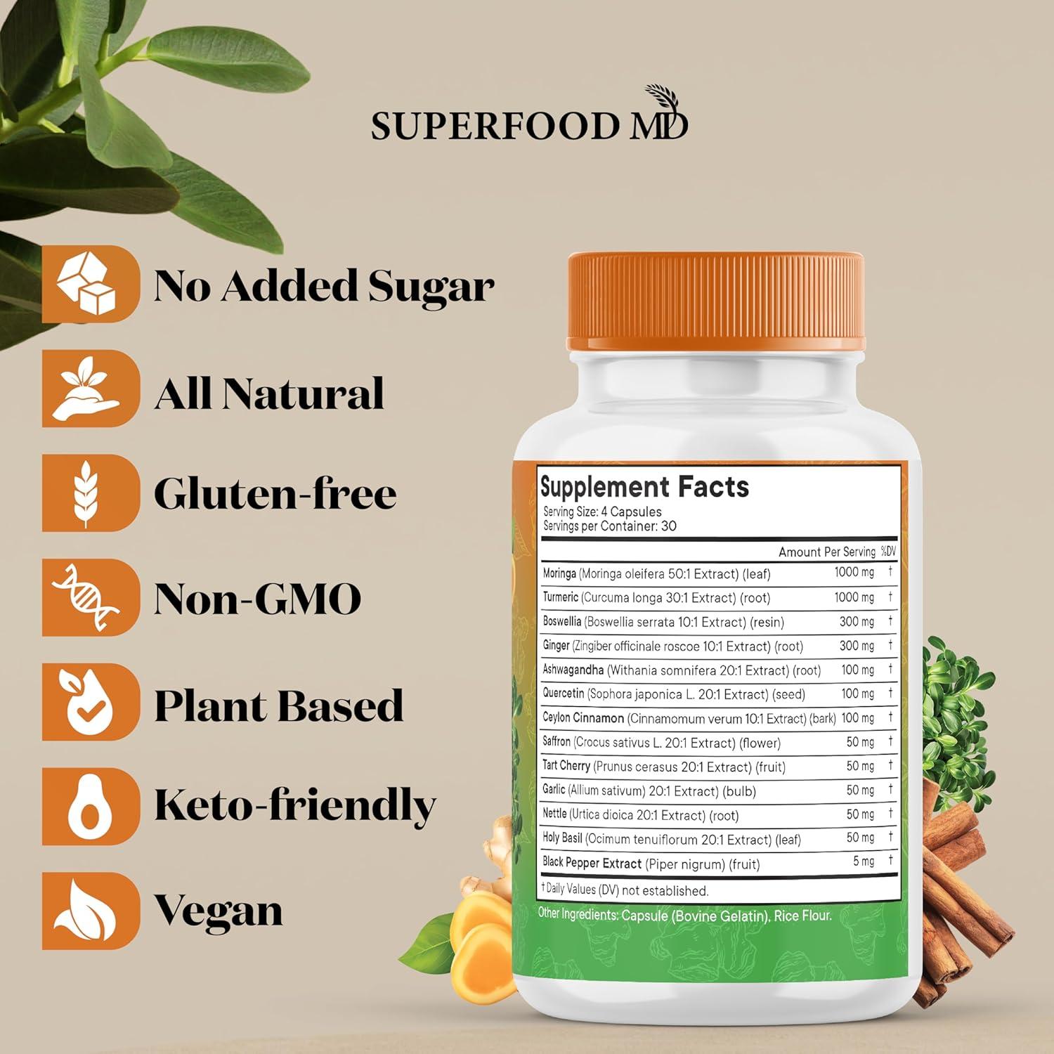 Suplemento Articular Superfood MD 240 Cápsulas Moringa Cúrcuma
