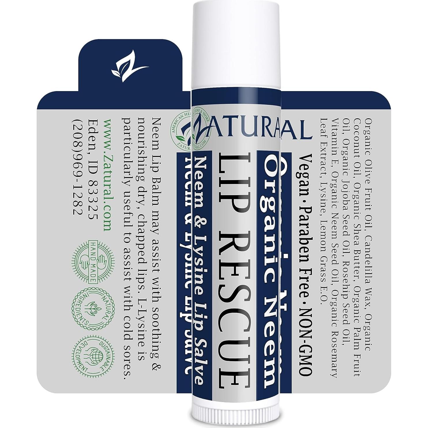 Bálsamo Labial Zatural Neem con L-Lisina 15cm Hidratante