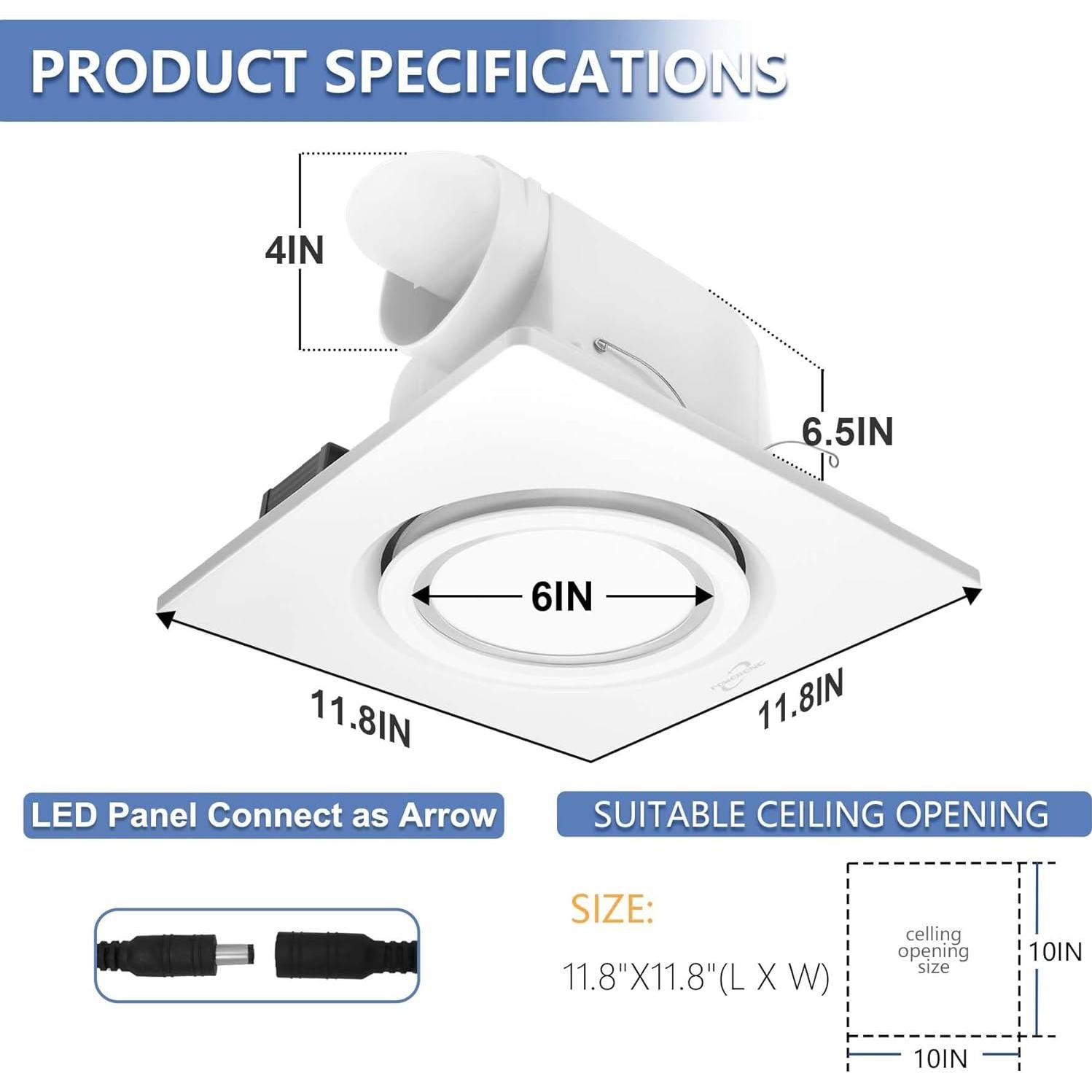 Ventilador Extractor de Baño POWERENG 12W LED 164 CFM Silencioso