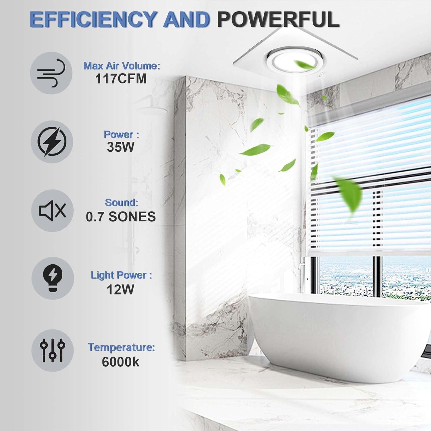 Ventilador Extractor de Baño POWERENG 12W LED 164 CFM Silencioso