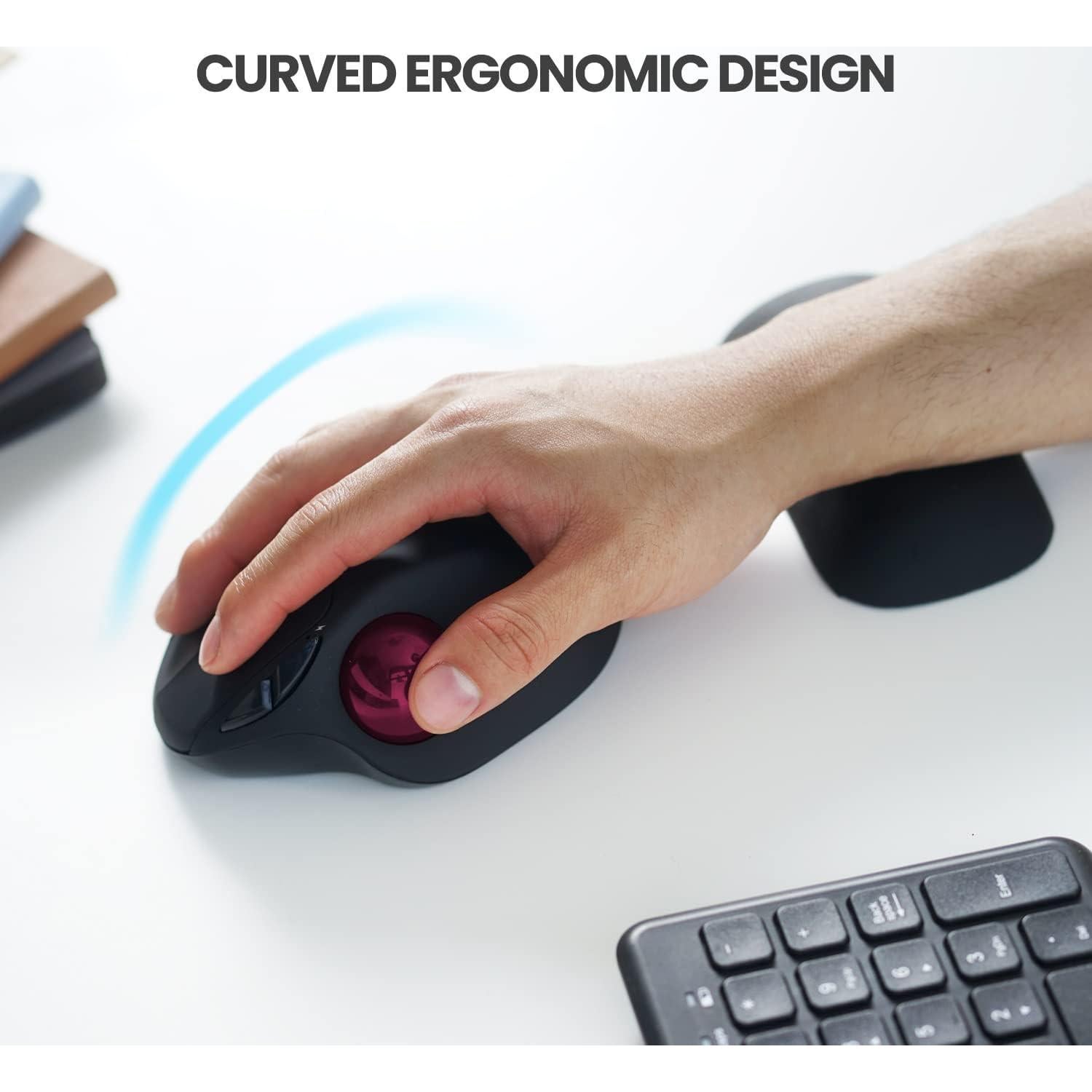 Perixx11568 Perimice-717 Wireless Trackball Mouse, Build-in 1.34 Inch Trackball with Pointing Feature, 5 Programmable Buttons, 2 DPI Level, Black