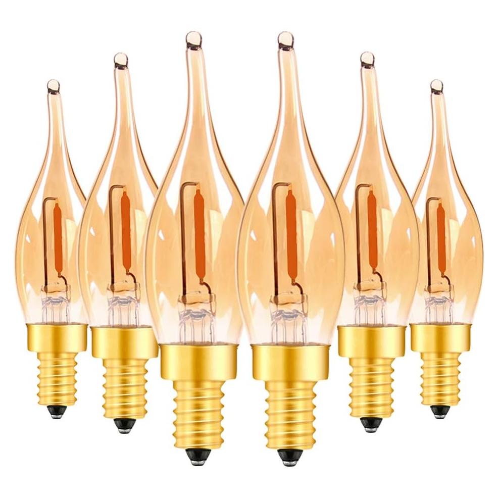 Bombillas LED Vintage E12 Genixgreen 7W 2200K Ámbar 6 Unidades